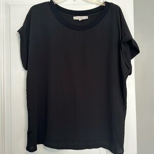 Loft mixed fabric black blouse XXL